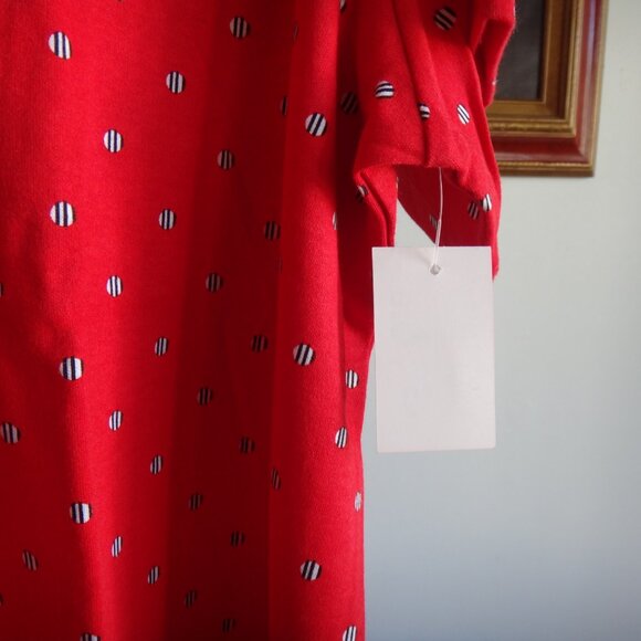 ASTROLOGIE Women's  Red Top w/White Circles-Stripes 100% Cotton NEW Size 2X - Picture 4 of 6